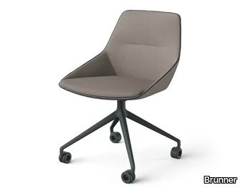 RAY SOFT - Swivel trestle-based chair with castors _ Brunner