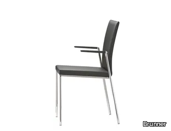 MILANOLIGHT COMFORT - Stackable leather chair with armrests _ Brunner