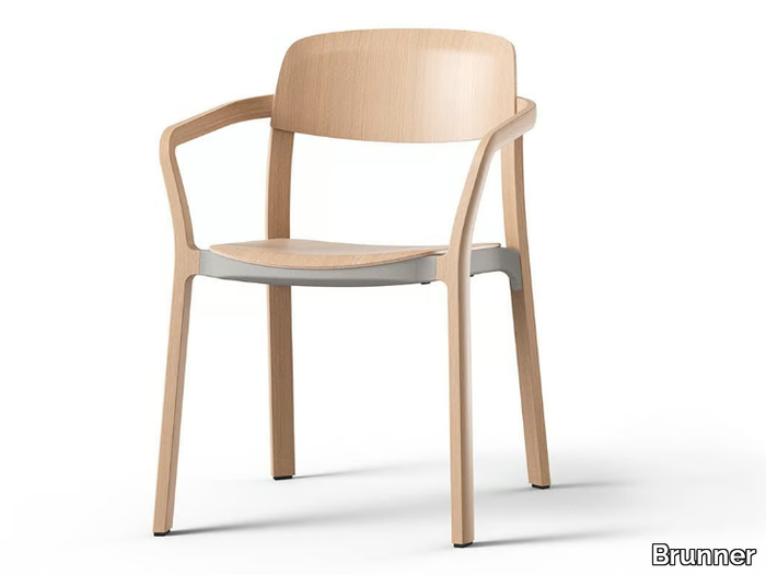 NATE - Stackable wooden chair with armrests _ Brunner