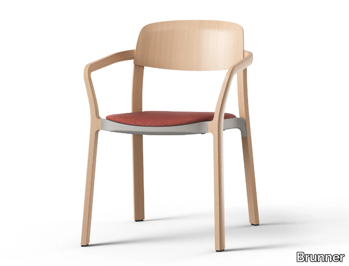 NATE - Stackable wooden chair with armrests _ Brunner