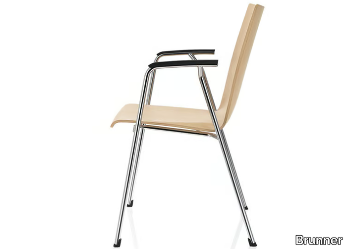 FIRST LINE - Stackable wooden training chair with armrests _ Brunner