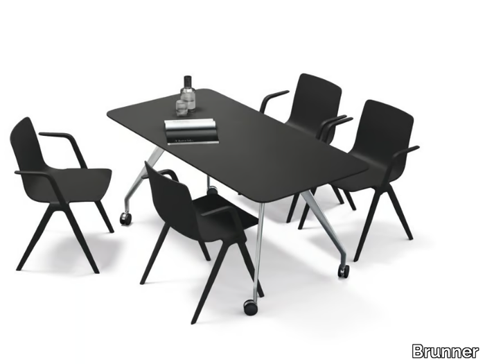 TEAM - Rectangular meeting table with castors _ Brunner