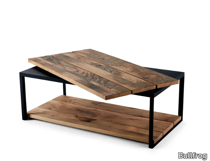 MAKI - Rectangular steel and wood coffee table _ Bullfrog