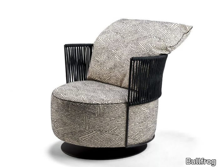 OD YAO - Swivel fabric garden armchair with armrests _ Bullfrog