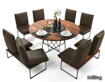 TABLO - Round steel and wood dining table _ Bullfrog