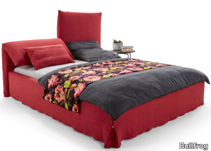 LETTO - Fabric double bed with adjustable headrest _ Bullfrog