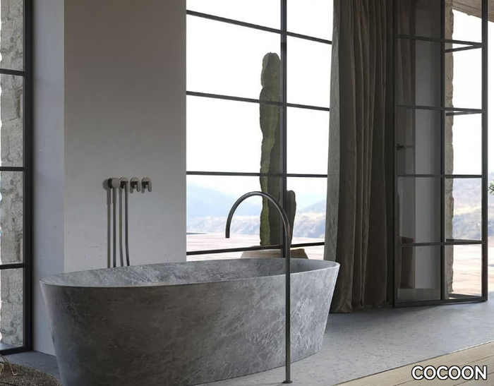 PURIST BATH - Freestanding oval natural stone bathtub _ COCOON