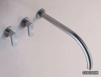 JP SET02 - 3 hole wall-mounted stainless steel washbasin mixer _ COCOON