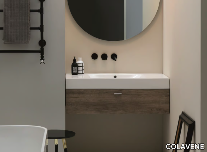 CENTO - Wall-mounted melamine-faced chipboard vanity unit with drawers _ COLAVENE