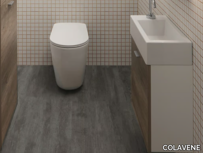 MINI LAVABI - Wall-mounted melamine-faced chipboard vanity unit with integrated washbasin _ COLAVENE