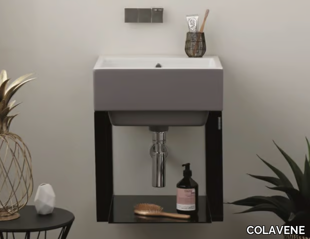 VOLANT - Single wall-mounted stainless steel vanity unit with integrated washbasin _ COLAVENE