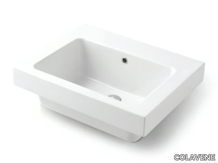 ALAQUA - Rectangular ceramic washbasin with overflow _ COLAVENE