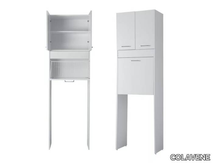 BRAVA 1 - Tall chipboard laundry room cabinet with laundry container for washing machine _ COLAVENE