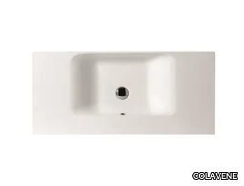 CENTO - Rectangular ceramic washbasin with integrated countertop _ COLAVENE