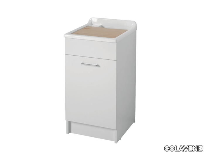 JOLLY WASH - Chipboard laundry room cabinet with laundry container _ COLAVENE