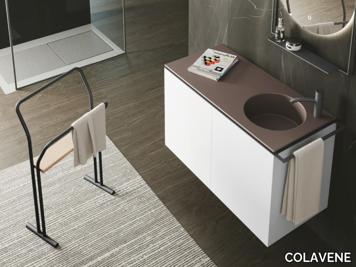 REGOLO - Wall-mounted chipboard vanity unit with integrated washbasin _ COLAVENE