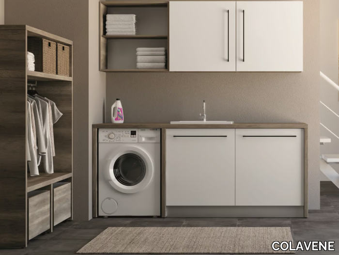 SMARTOP - COMPOSITION 1 - Sectional melamine-faced chipboard laundry room cabinet with sink _ COLAVENE