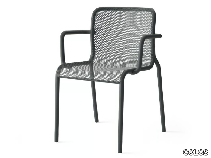 MOMO NET 2 - Painted metal chair with armrests _ COLOS