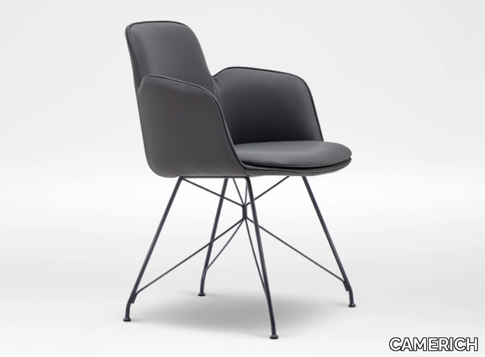 WING - Leather chair with metal legs _ CAMERICH