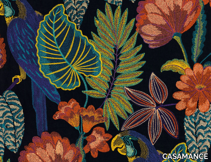 ARAPSODIE - Embroidered linen fabric with floral pattern _ CASAMANCE