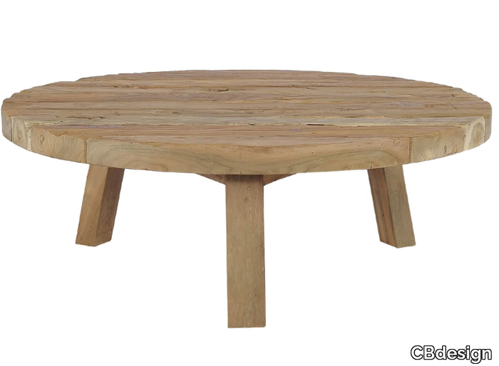 RUSTIC - Round low teak garden side table _ CBdesign