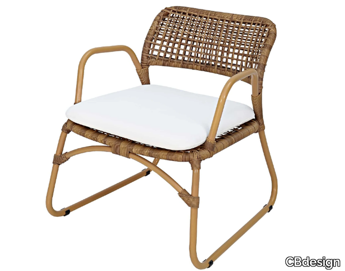 SIAK - Sled base garden synthetic fibre easy chair with armrests _ CBdesign