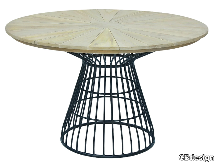 FIORELLA - Round aluminium and wood garden table _ CBdesign