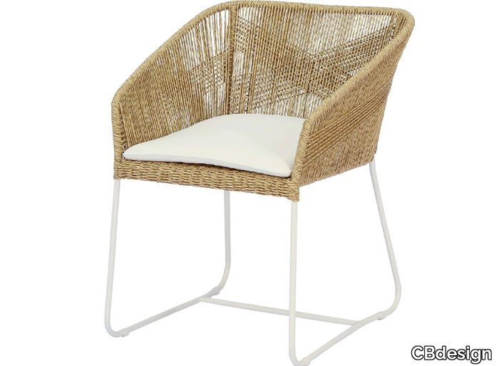 MIYAKO - Sled base synthetic fibre garden chair with armrests _ CBdesign