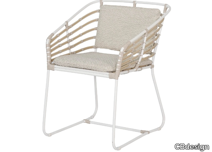 MIYAKO - Sled base synthetic fibre garden armchair with armrests _ CBdesign