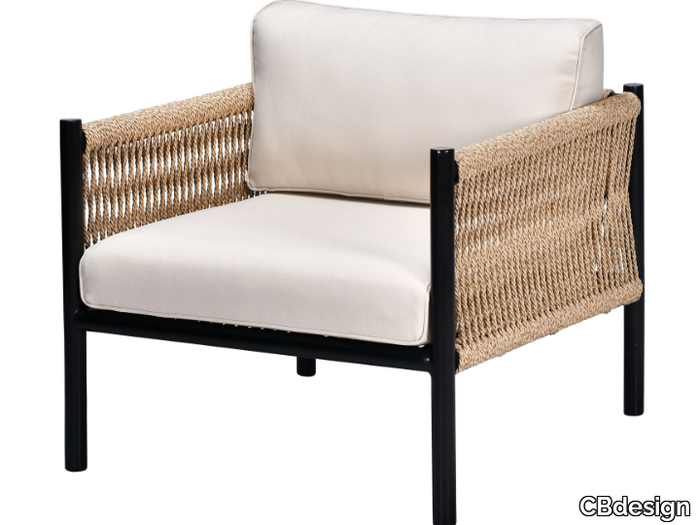 COOPER DEEP - Fabric garden armchair with armrests with removable cover _ CBdesign