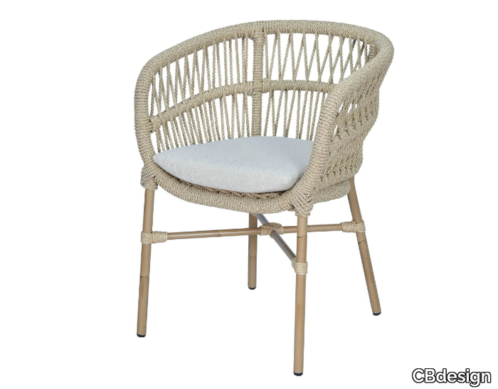 GINEVRA - Rope garden chair with armrests _ CBdesign