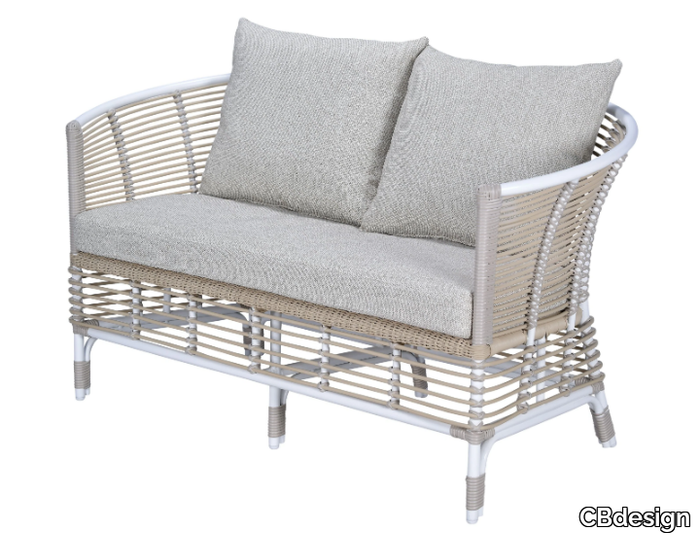 LILIA - 2 seater aluminium and Olefin garden sofa with removable cover _ CBdesign