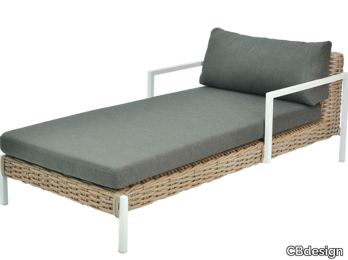 SHANA - Fabric sun lounger with armrests _ CBdesign