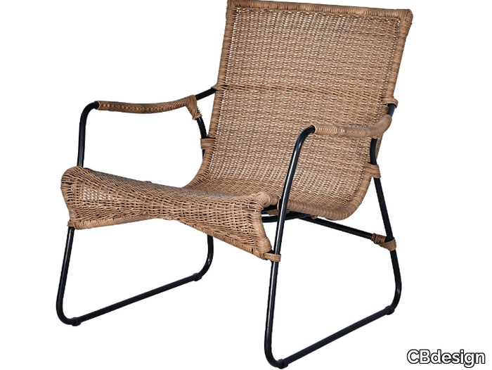 DAKAR - Sled base synthetic fibre garden armchair with armrests _ CBdesign