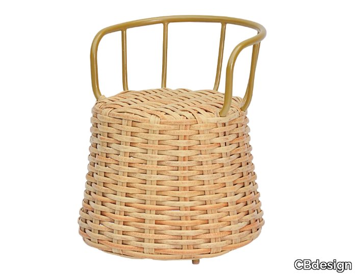 RICCARDO - Low synthetic fibre garden stool with back _ CBdesign