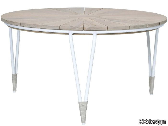 FIORELLA - Round aluminium and wood garden side table _ CBdesign