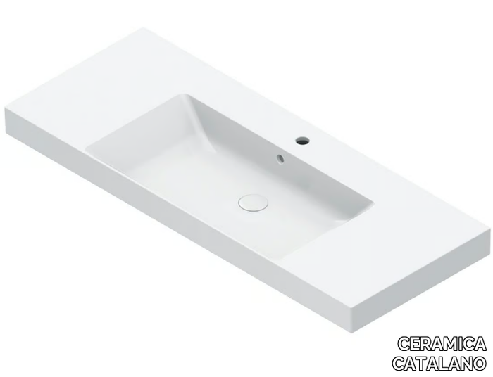 ZERO 125 - Rectangular single washbasin with integrated countertop _ CERAMICA CATALANO