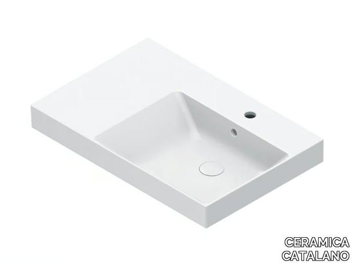 ZERO 75 - Rectangular single semi-inset washbasin _ CERAMICA CATALANO