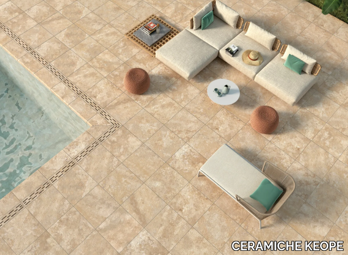 PERCORSI FRAME TRAVERTINO BEIGE - Porcelain stoneware wall/floor tiles with stone effect _ CERAMICHE KEOPE