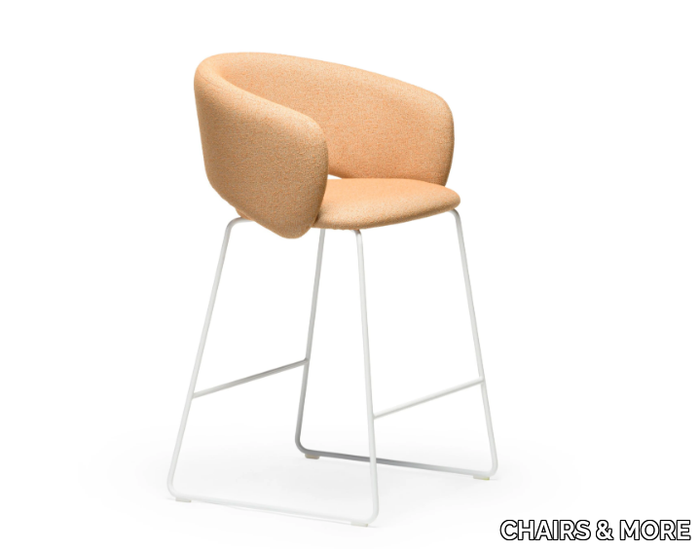 BEL SL-SG-65 - Sled base fabric stool with back _ CHAIRS & MORE