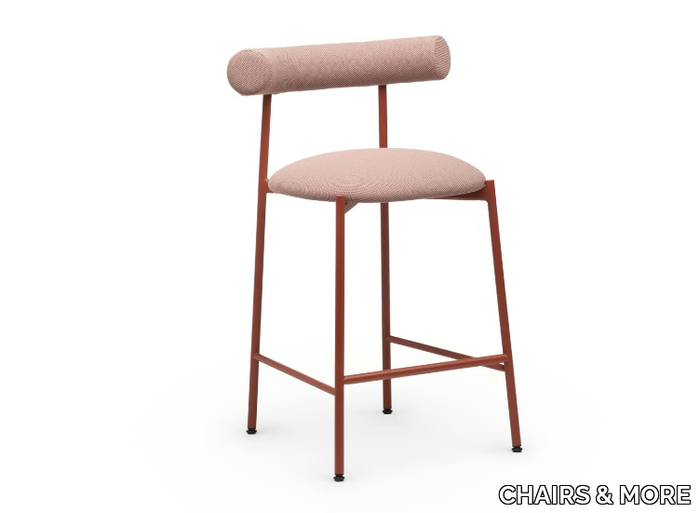 PAMPA SG-65 - High fabric stool with metal frame and footrest _ CHAIRS & MORE