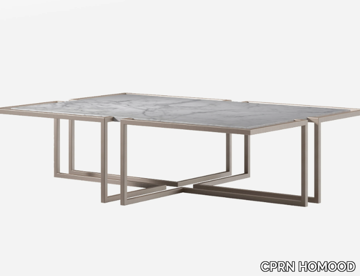 COCOON - Low Carrara metal and marble coffee table _ CPRN HOMOOD