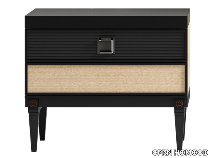 SESTO SENSO - Rectangular metal and eucalyptus bedside table with drawers _ CPRN HOMOOD