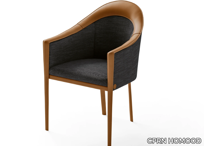 STARLIGHT - Tanned leather and fabric chair with armrests _ CPRN HOMOOD