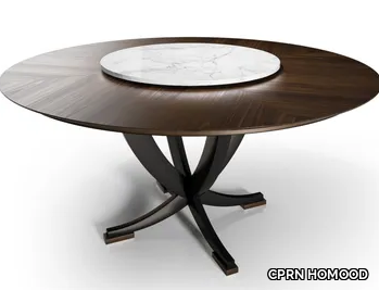 ECLIPSE - Wooden table with marble Lazy Susan _ CPRN HOMOOD