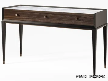 ECLIPSE - Rectangular marble and wooden console table _ CPRN HOMOOD