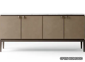 STARLIGHT - Marble and tanned leather sideboard with doors _ CPRN HOMOOD