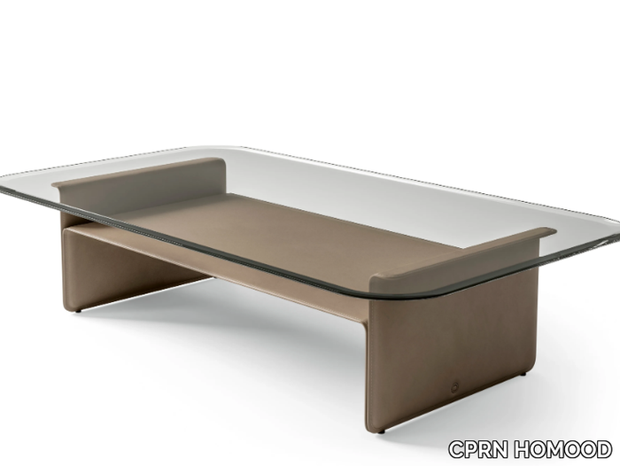 STARLIGHT - Low glass and tanned leather coffee table _ CPRN HOMOOD