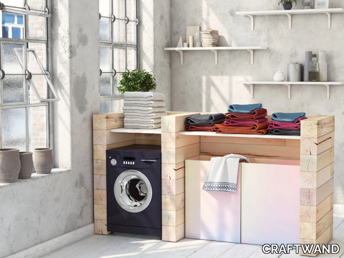 CRAFTWAND® - Beech laundry room cabinet for washing machine _ CRAFTWAND