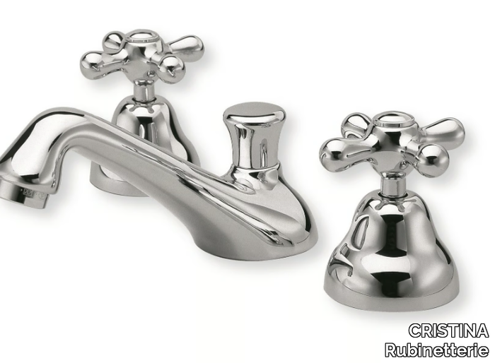 IMPERO CRIIM201 - 3 hole countertop washbasin tap with individual rosettes _ CRISTINA Rubinetterie